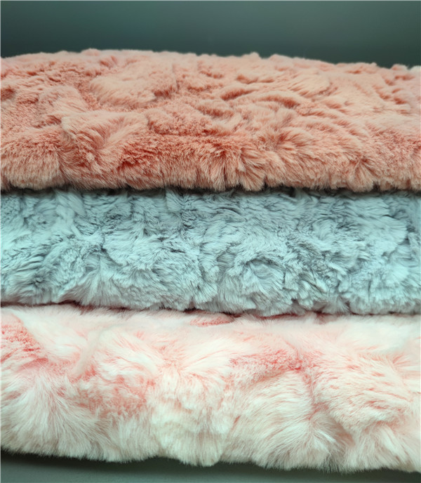 Rose brushed faux rabbit fur