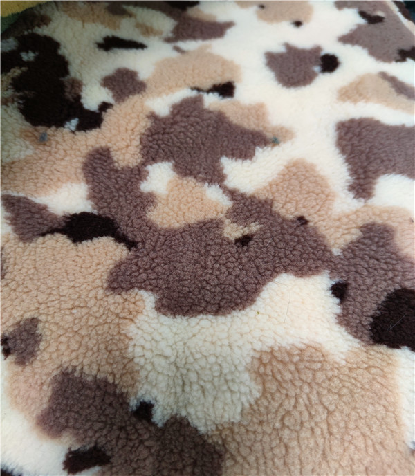 four colors camouflage jacquard sherpa fur