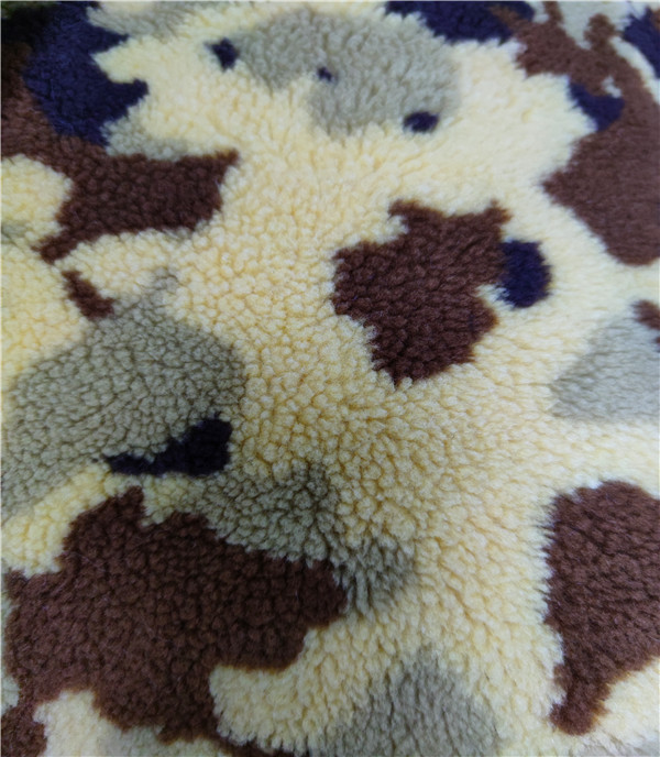 four colors camouflage jacquard sherpa fur