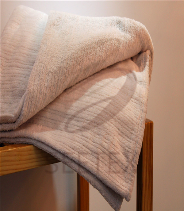 vertical strip textured design coral fleece blanket