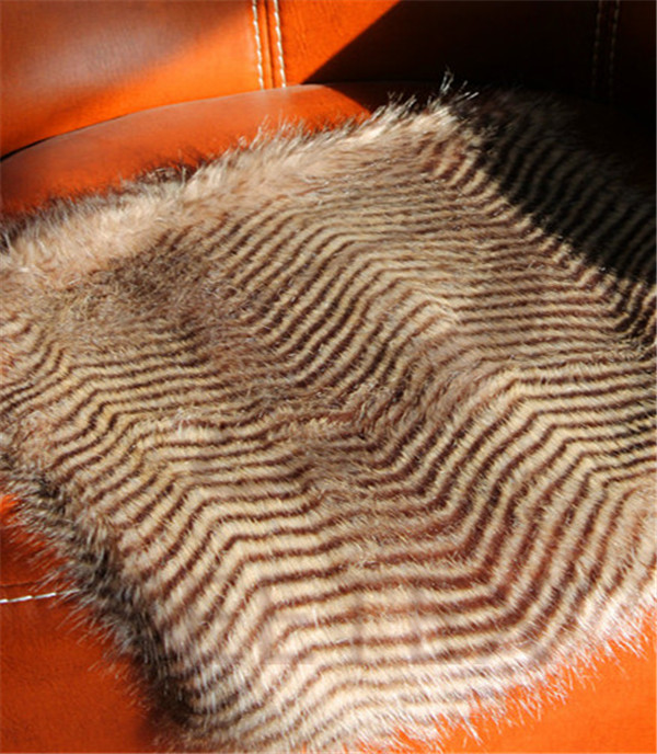 Zig-zag long pile design faux fur pillow