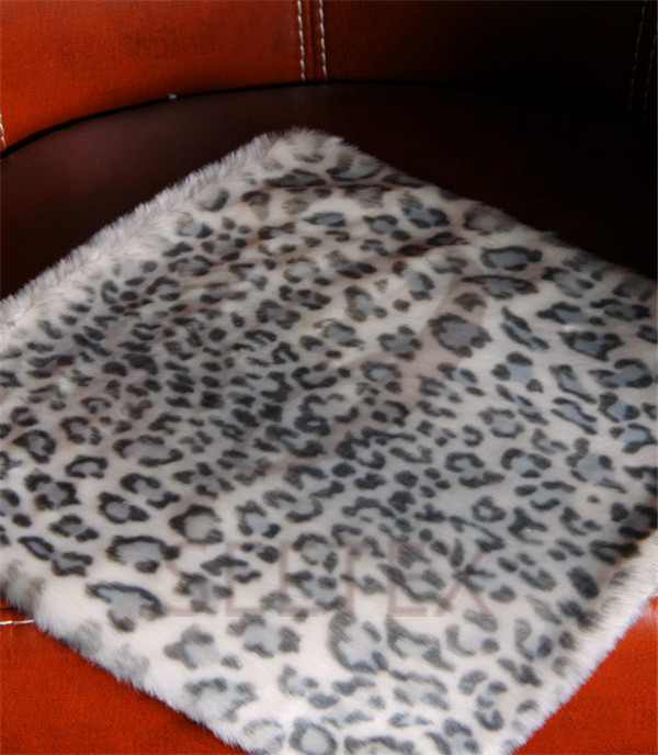 Snow leopard printing faux fur pillow