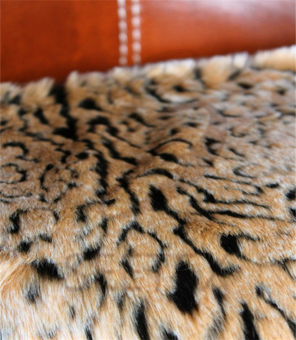 Textured leopard design faux fur pillow