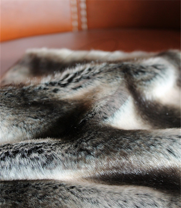 Brown chinchilla printing faux fur pillow