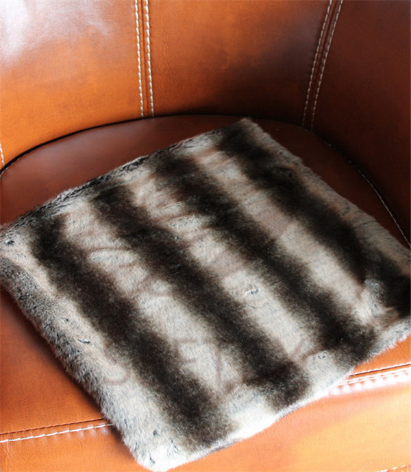 Brown chinchilla printing faux fur pillow