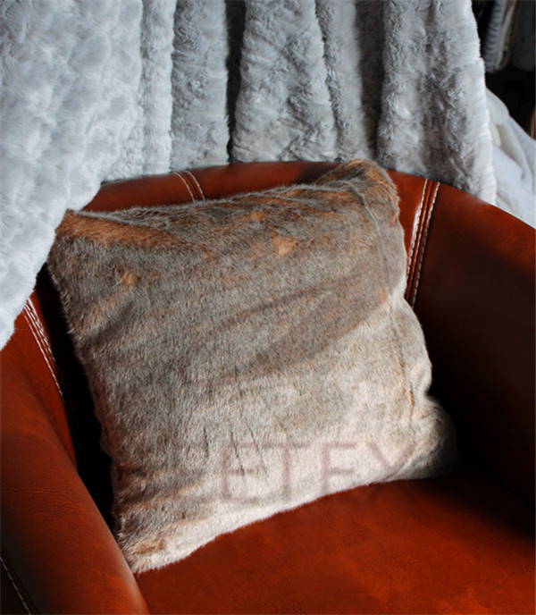 Red fox faux fur pillow