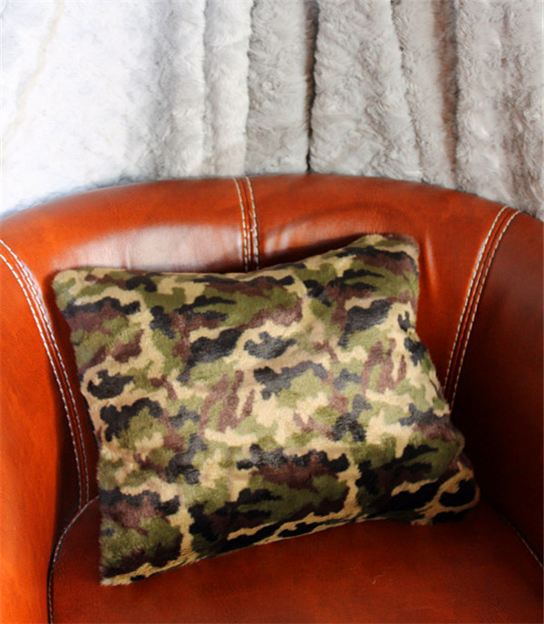 Camouflage design faux fur pillow