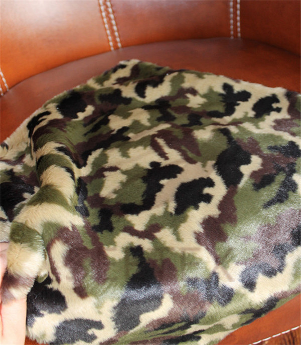 Camouflage design faux fur pillow