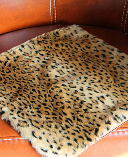 Textured leopard jacquard faux fur pillow