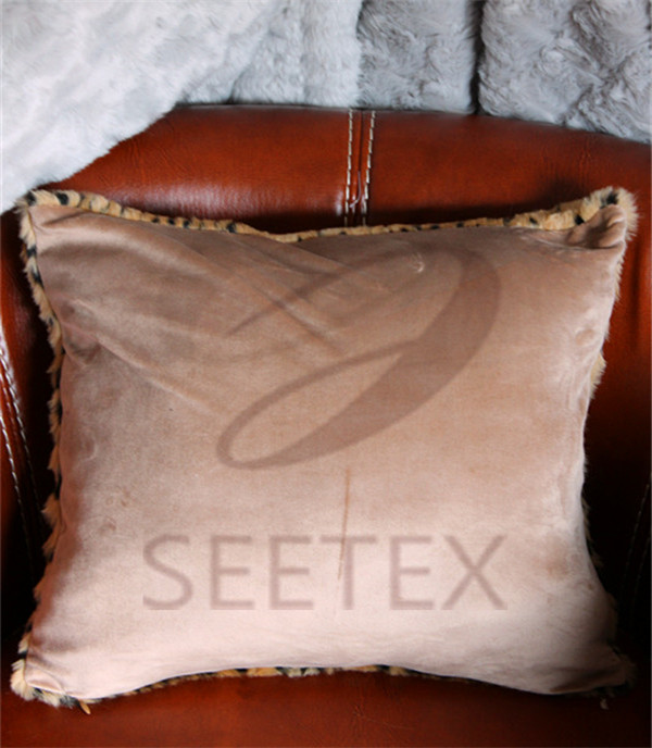 Textured leopard jacquard faux fur pillow