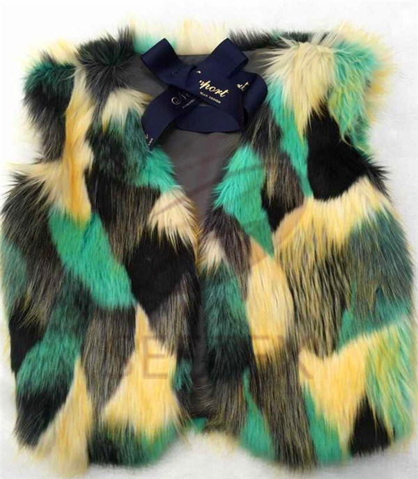 Patchwork faux fur vest