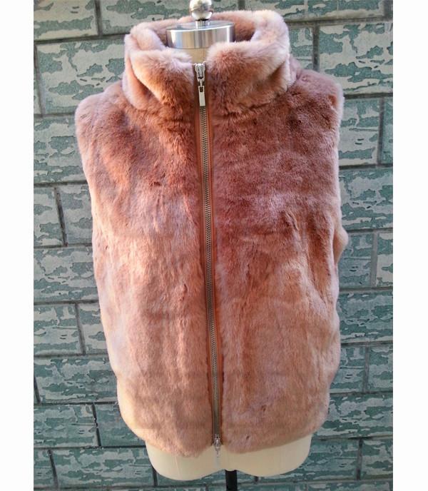 Rabbit faux fur vest with zip