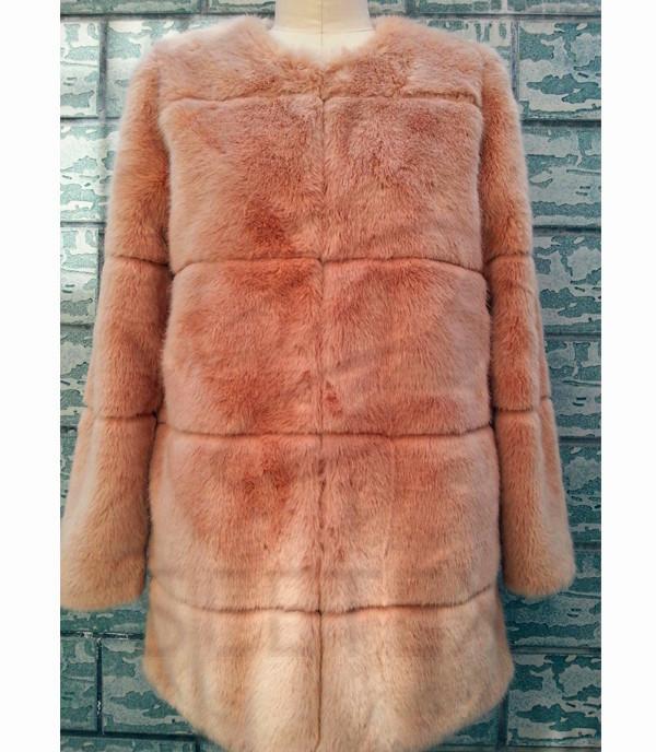 Dusty pink mink horizontal faux fur coat