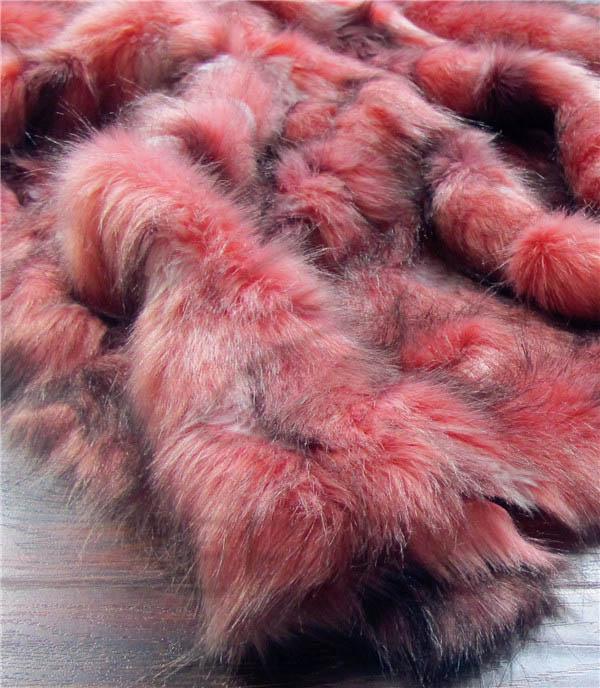 Patchwork jacquard faux fur fabric